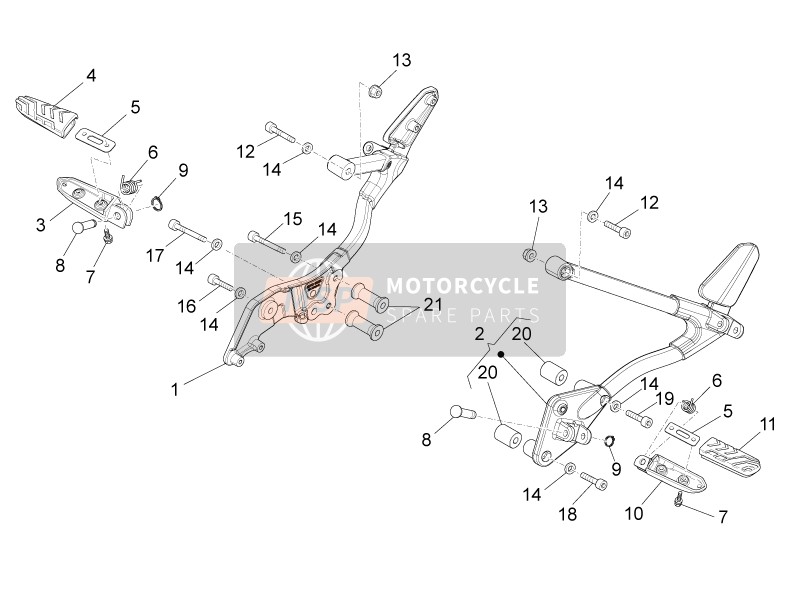 Moto Guzzi Stelvio 1200 8V STD - NTX 2014 Fußrasten vorne für ein 2014 Moto Guzzi Stelvio 1200 8V STD - NTX