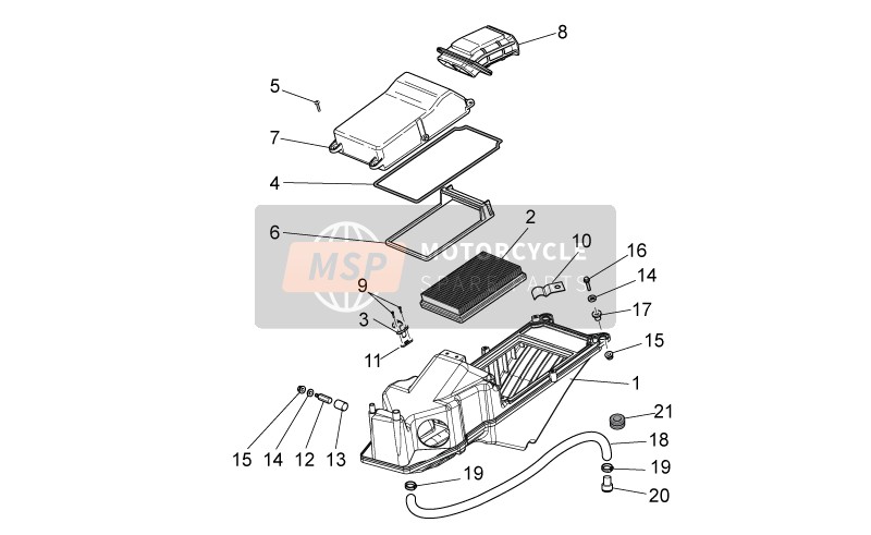 Moto Guzzi Stelvio 1200 - NTX - ABS 1200 2009 Caja de aire para un 2009 Moto Guzzi Stelvio 1200 - NTX - ABS 1200