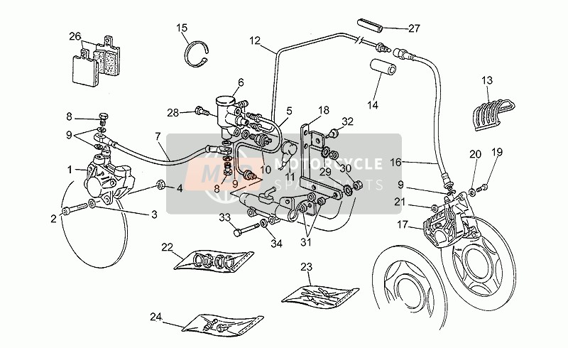 Moto Guzzi Strada 750 1993 Pinza freno per un 1993 Moto Guzzi Strada 750