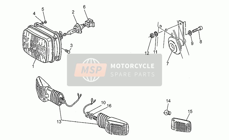 Moto Guzzi TARGA 750 1992 Faro-Corno per un 1992 Moto Guzzi TARGA 750