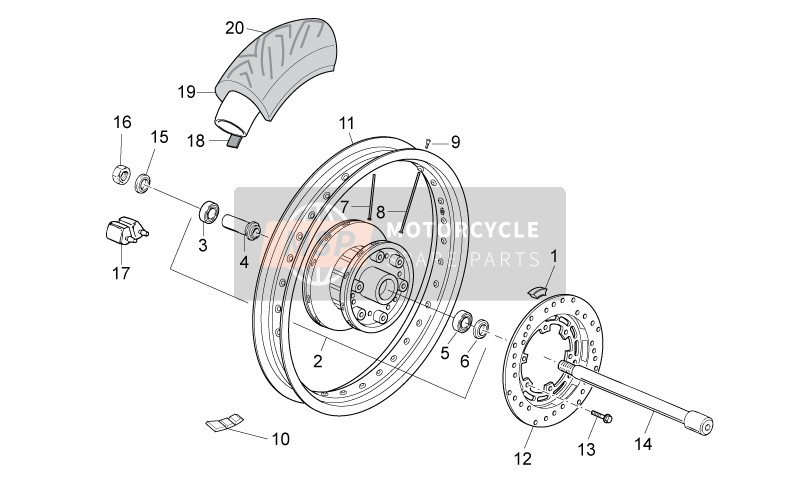 883349, Long Spoke mm 158, Piaggio, 0