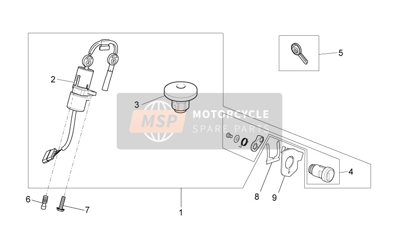 887873, Bausatz Schlösser, Piaggio, 0