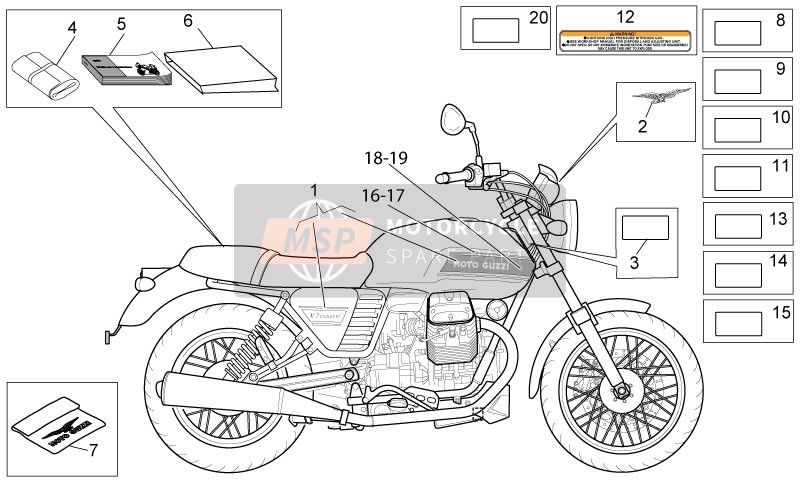 Moto Guzzi V7 Classic 750 2010 Aufkleber und Plattenset für ein 2010 Moto Guzzi V7 Classic 750