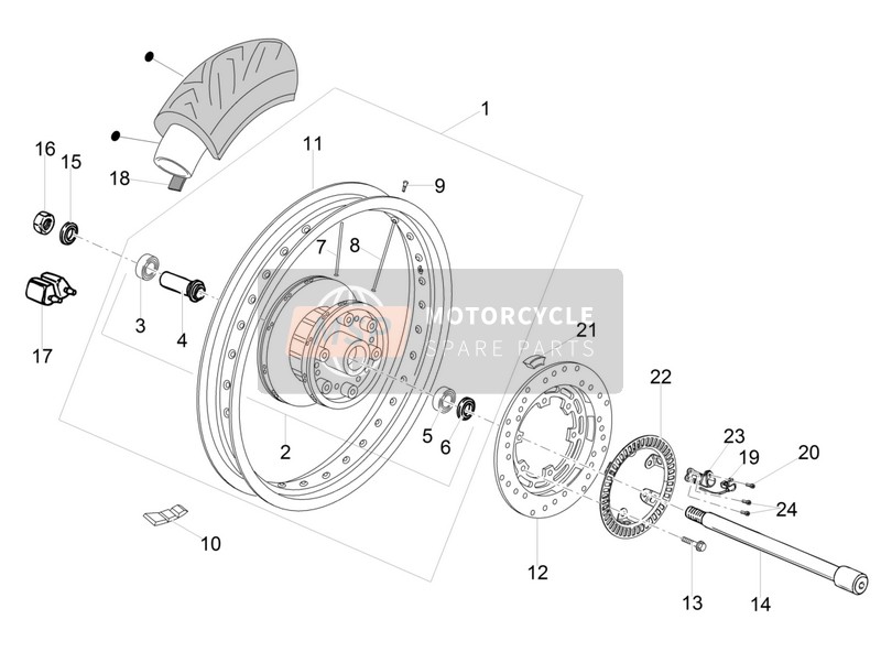 Moto Guzzi V7 II Racer 750 E3 ABS 2016 Rear Wheel for a 2016 Moto Guzzi V7 II Racer 750 E3 ABS