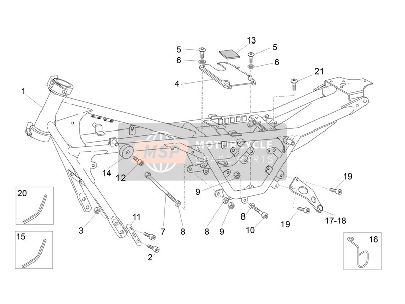 Moto Guzzi V7 II Racer ABS 750 2015 Frame I voor een 2015 Moto Guzzi V7 II Racer ABS 750