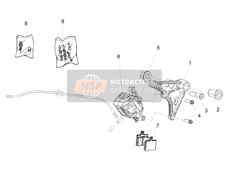 Moto Guzzi V7 II Racer ABS 750 2015 Remklauw achter voor een 2015 Moto Guzzi V7 II Racer ABS 750