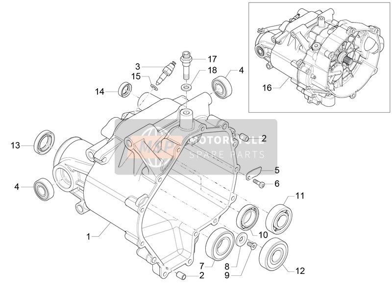 Moto Guzzi V7 II Racer E3 ABS 750 2016 Cage de transmission pour un 2016 Moto Guzzi V7 II Racer E3 ABS 750