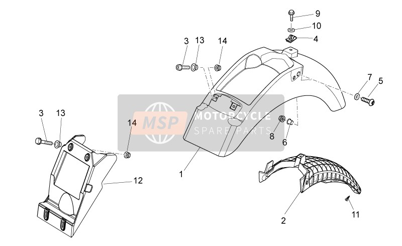 Moto Guzzi V7 II Special ABS 750 (2) 2015 Corps arrière I- Garde-boue pour un 2015 Moto Guzzi V7 II Special ABS 750 (2)