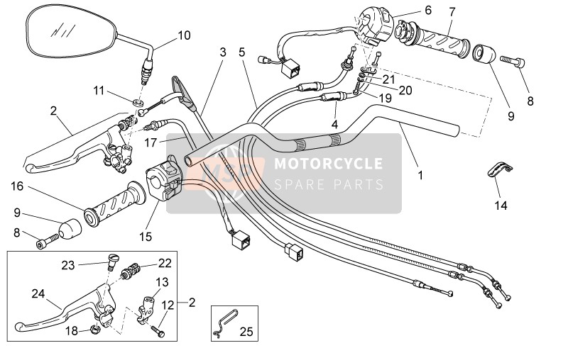Moto Guzzi V7 II Special ABS 750 (2) 2015 Guidon - Les contrôles pour un 2015 Moto Guzzi V7 II Special ABS 750 (2)