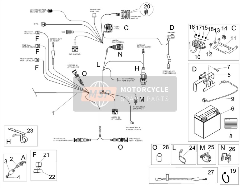 Moto Guzzi V7 II Special ABS 750 (2) 2015 Sistema eléctrico II para un 2015 Moto Guzzi V7 II Special ABS 750 (2)