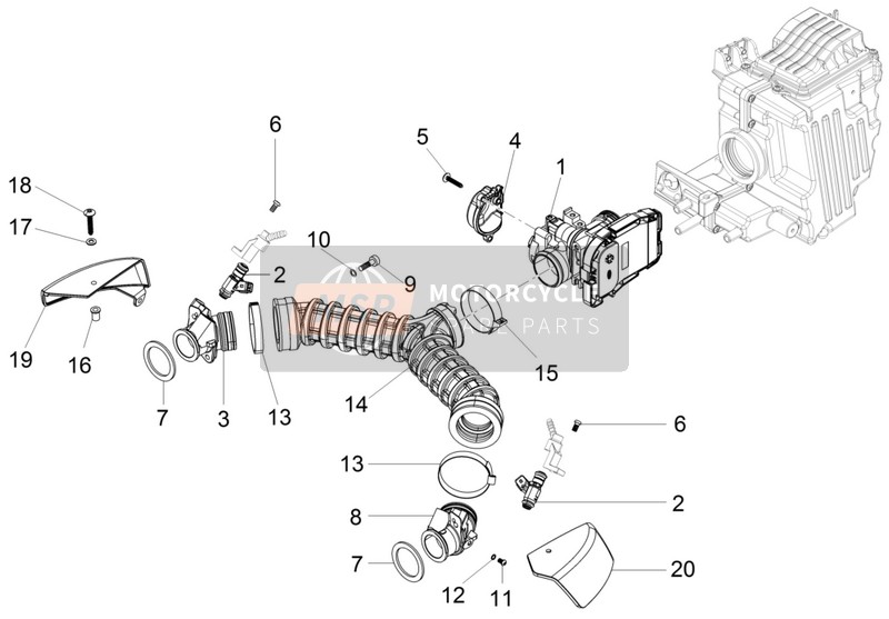 Moto Guzzi V7 II Special ABS 750 2015 Cuerpo del acelerador para un 2015 Moto Guzzi V7 II Special ABS 750