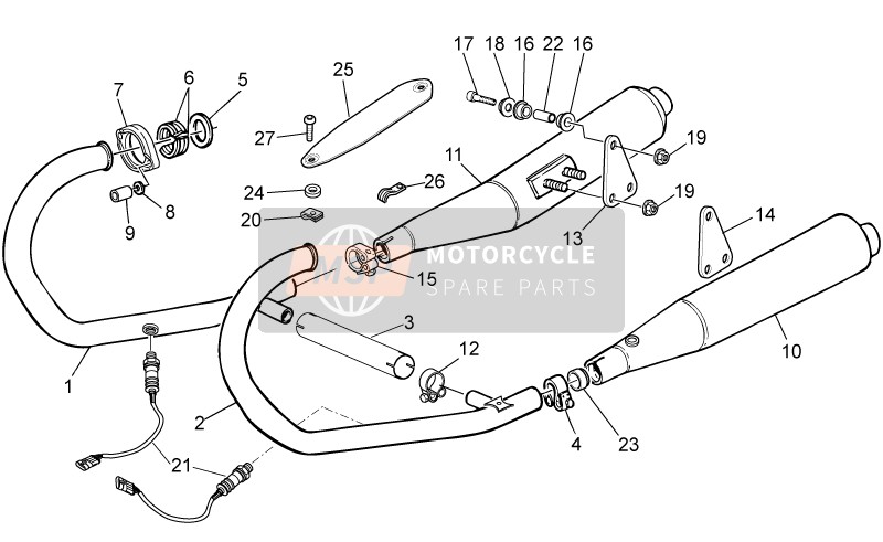 Moto Guzzi V7 II Stone 750 E3 ABS 2016 Unità di scarico per un 2016 Moto Guzzi V7 II Stone 750 E3 ABS