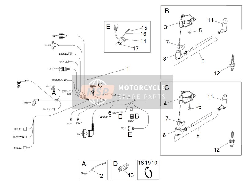 Moto Guzzi V7 II Stornello 750 E3 ABS 2016 Sistema eléctrico I para un 2016 Moto Guzzi V7 II Stornello 750 E3 ABS