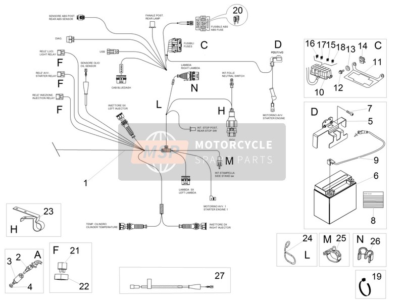 Moto Guzzi V7 II Stornello 750 E3 ABS 2016 Electrical System II for a 2016 Moto Guzzi V7 II Stornello 750 E3 ABS