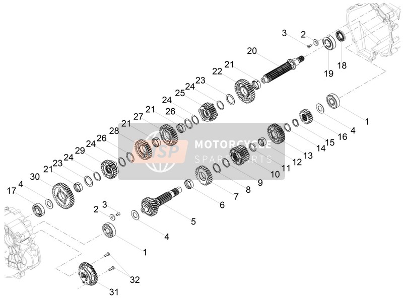 Moto Guzzi V7 III Limited 750 E4 ABS 2018 Getriebekasten - Getriebemontage für ein 2018 Moto Guzzi V7 III Limited 750 E4 ABS