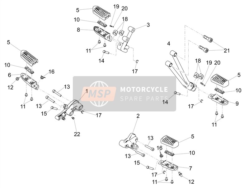 Moto Guzzi V7 III Milano 750 E4 ABS 2018 Voetsteunen voor een 2018 Moto Guzzi V7 III Milano 750 E4 ABS