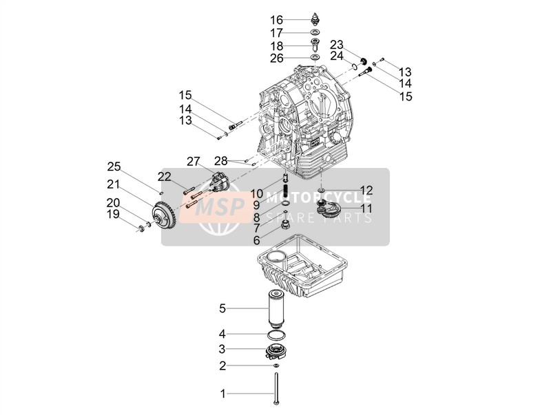 Moto Guzzi V7 III Racer 750 E4 ABS 2018 Lubrificazione per un 2018 Moto Guzzi V7 III Racer 750 E4 ABS