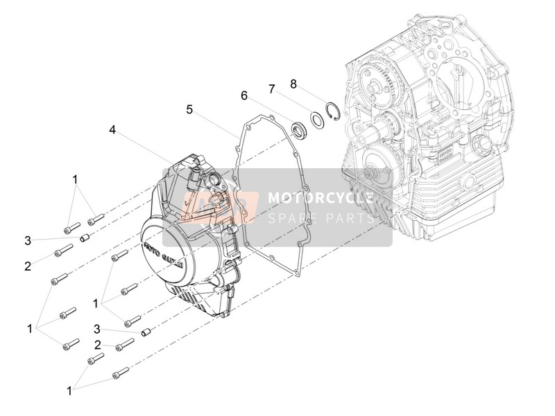 Moto Guzzi V7 III Stone 750 E4 ABS 2018 Vliegwiel afdekking voor een 2018 Moto Guzzi V7 III Stone 750 E4 ABS