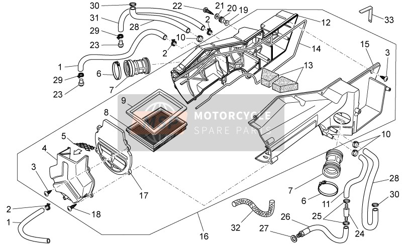 Moto Guzzi V7 Racer 750 (1) 2012 Caja de aire para un 2012 Moto Guzzi V7 Racer 750 (1)