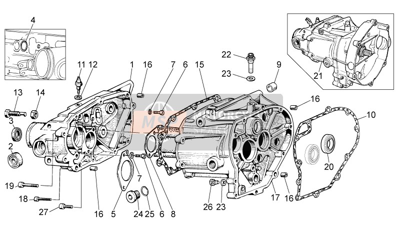Moto Guzzi V7 Racer 750 (1) 2012 Cage de transmission pour un 2012 Moto Guzzi V7 Racer 750 (1)