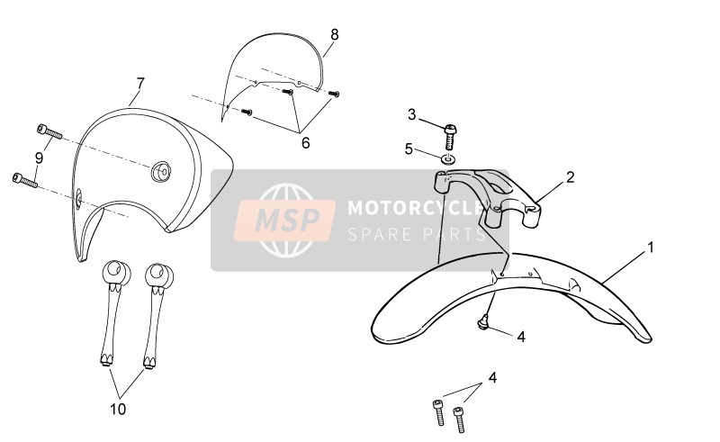 Moto Guzzi V7 Racer 750 (2) 2012 Corps avant - Garde-boue avant pour un 2012 Moto Guzzi V7 Racer 750 (2)