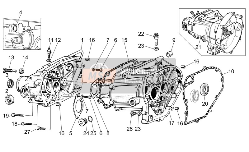 Moto Guzzi V7 Racer 750 (2) 2012 Cage de transmission pour un 2012 Moto Guzzi V7 Racer 750 (2)