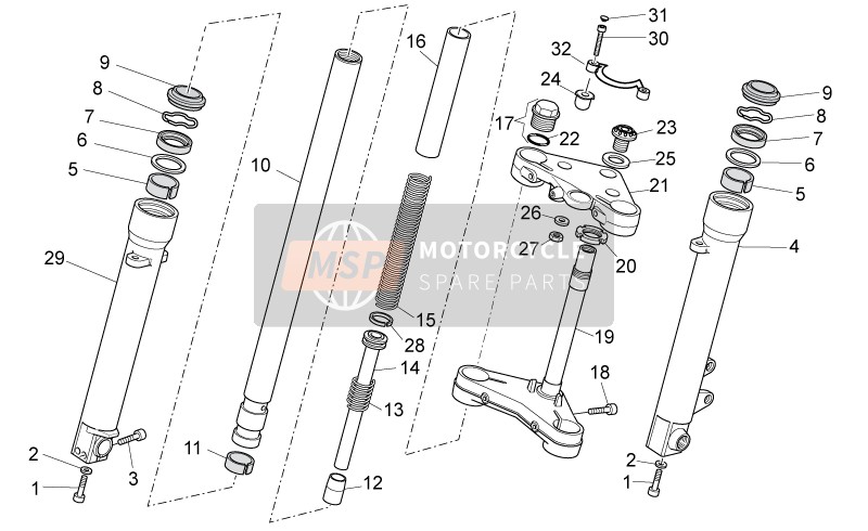 Moto Guzzi V7 Racer 750 2014 Fourche avant II pour un 2014 Moto Guzzi V7 Racer 750