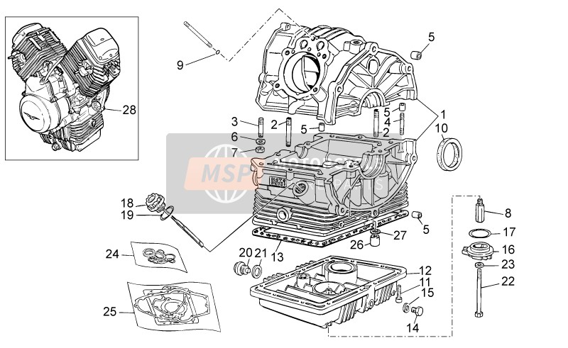 Moto Guzzi V7 Racer 750 2014 Crank-Case for a 2014 Moto Guzzi V7 Racer 750
