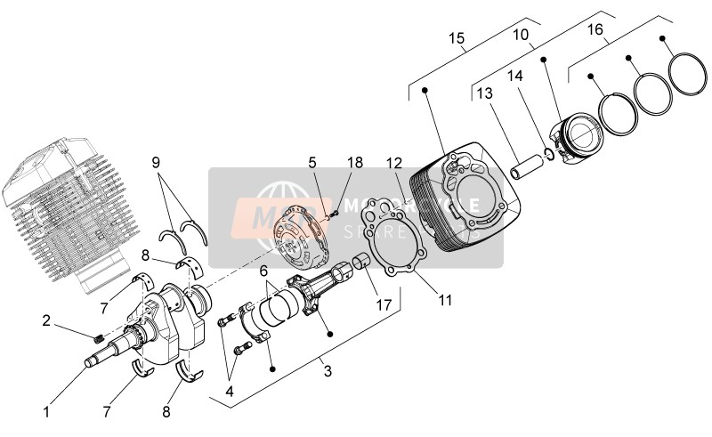 Moto Guzzi V7 Racer 750 2014 Albero motore cpl. per un 2014 Moto Guzzi V7 Racer 750