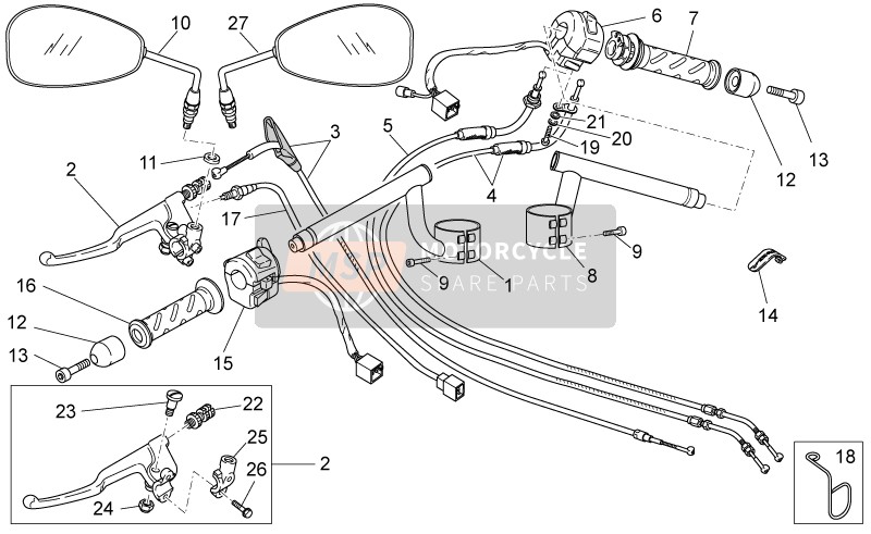 Moto Guzzi V7 Racer 750 2015 Handlebar - Controls for a 2015 Moto Guzzi V7 Racer 750