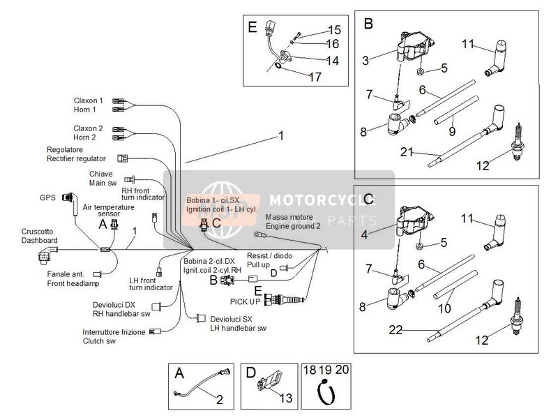 Moto Guzzi V7 Racer 750 2015 Sistema eléctrico I para un 2015 Moto Guzzi V7 Racer 750
