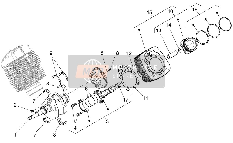 Moto Guzzi V7 Special 750 2014 Crankshaft cpl. for a 2014 Moto Guzzi V7 Special 750