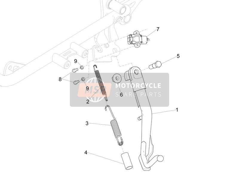 2B002705, Cavalletto Laterale Usa Con P.I., Piaggio, 0