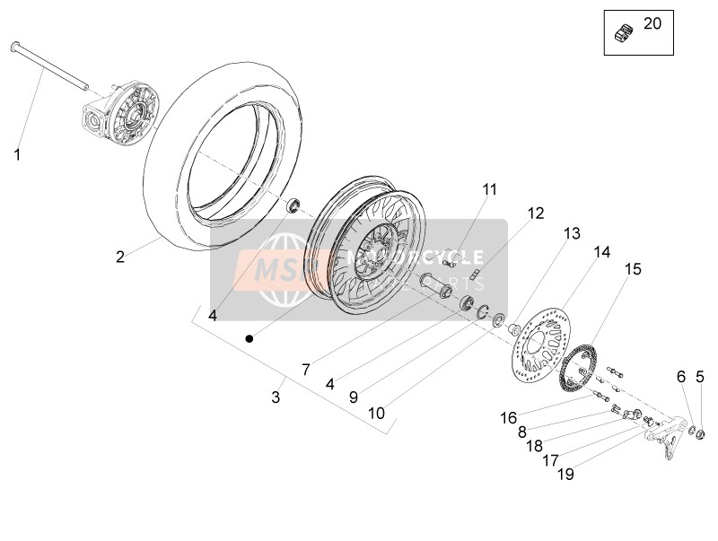 Moto Guzzi V9 Bobber 850 E4 ABS 2016 Roue arrière pour un 2016 Moto Guzzi V9 Bobber 850 E4 ABS