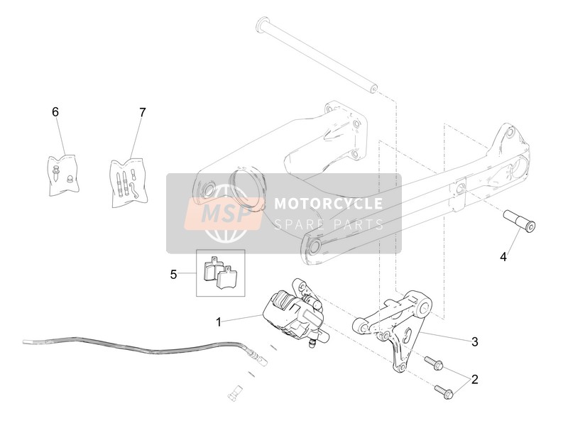 Moto Guzzi V9 Bobber 850 E4 ABS 2016 Pinza de freno trasero para un 2016 Moto Guzzi V9 Bobber 850 E4 ABS