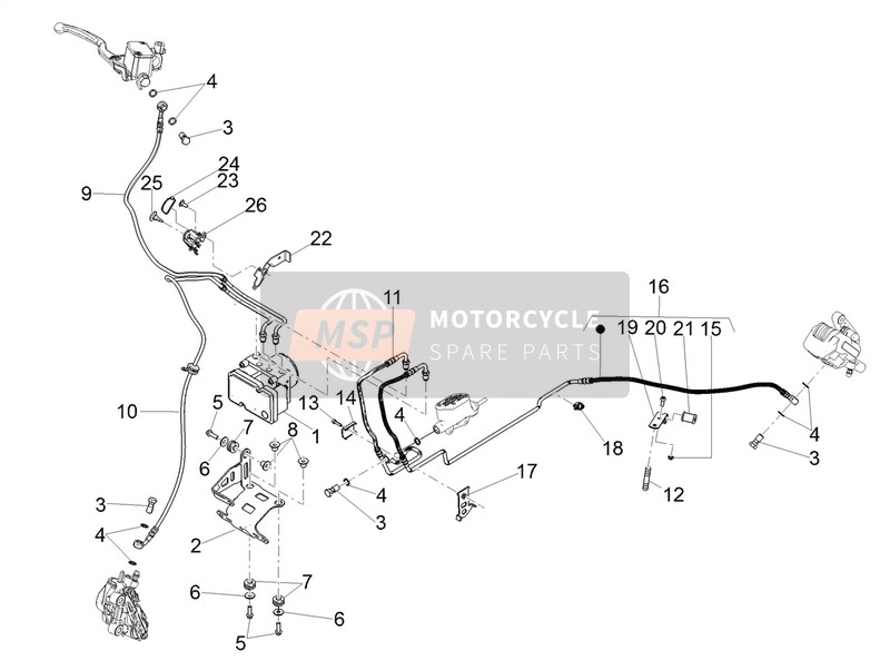 Moto Guzzi V9 Bobber 850 E4 ABS 2016 ABS Remsysteem voor een 2016 Moto Guzzi V9 Bobber 850 E4 ABS