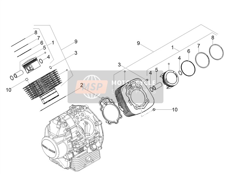 Moto Guzzi V9 Bobber 850 E4 ABS 2018 Zylinder - Kolben für ein 2018 Moto Guzzi V9 Bobber 850 E4 ABS