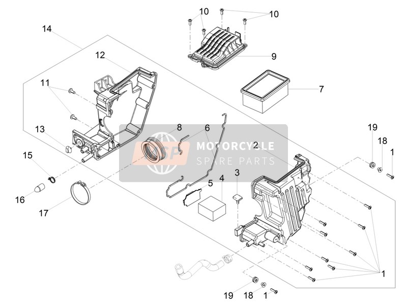 Moto Guzzi V9 Roamer 850 E4 ABS 2018 Air Box for a 2018 Moto Guzzi V9 Roamer 850 E4 ABS