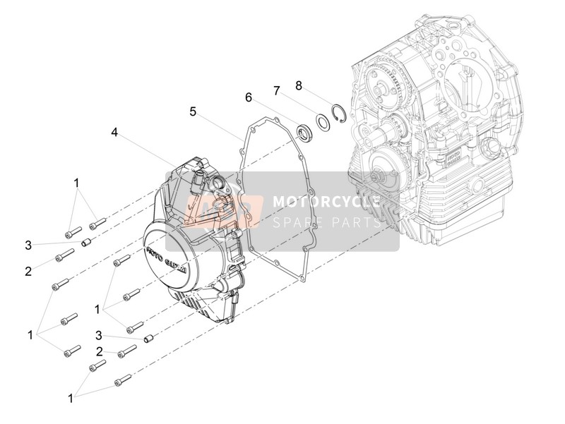 Moto Guzzi V9 Roamer 850 E4 ABS 2018 Schwungradabdeckung für ein 2018 Moto Guzzi V9 Roamer 850 E4 ABS