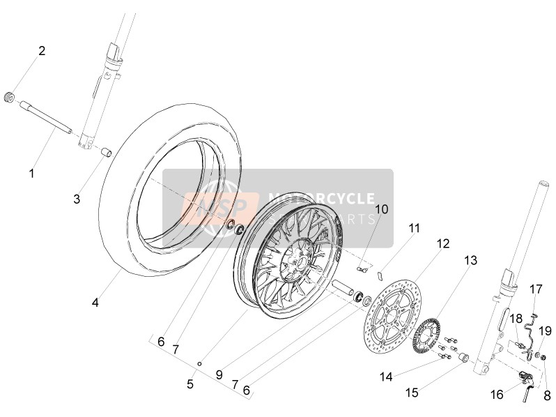 Moto Guzzi V9 Roamer 850 E4 ABS 2018 Front Wheel for a 2018 Moto Guzzi V9 Roamer 850 E4 ABS