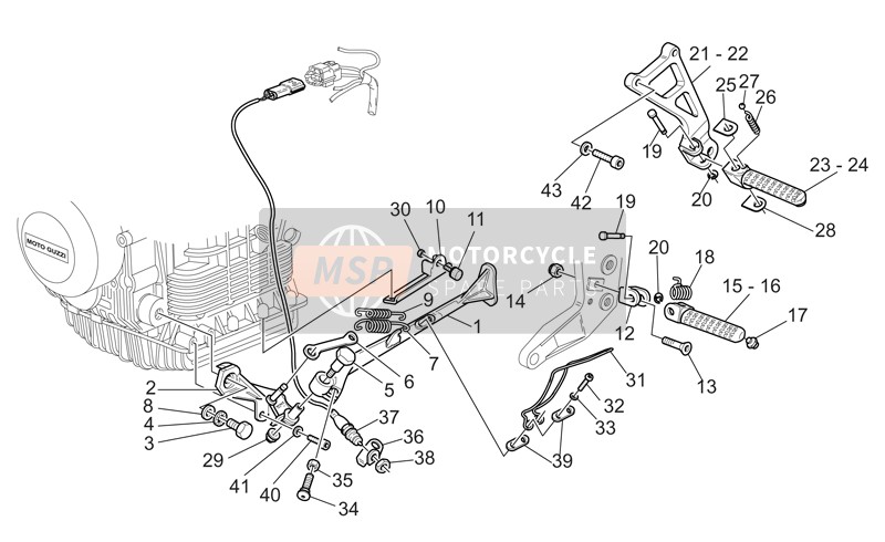 Moto Guzzi V 11 Cat. 1100 2003 Lateral Stand - Foot Rests for a 2003 Moto Guzzi V 11 Cat. 1100