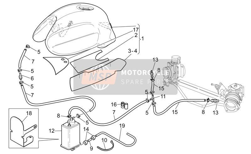 Moto Guzzi V 11 Cat. 1100 2003 Fuel Vapour Recover System for a 2003 Moto Guzzi V 11 Cat. 1100