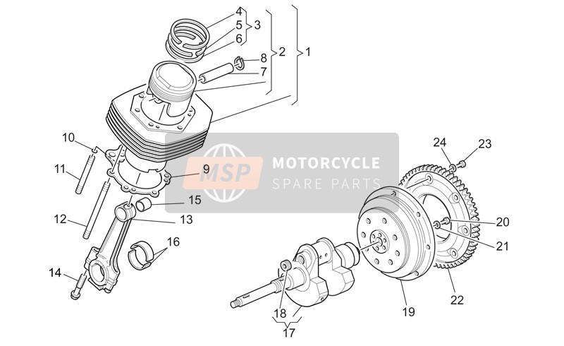 Moto Guzzi V 11 Cat. 1100 2004 Cigüeñal cpl. para un 2004 Moto Guzzi V 11 Cat. 1100