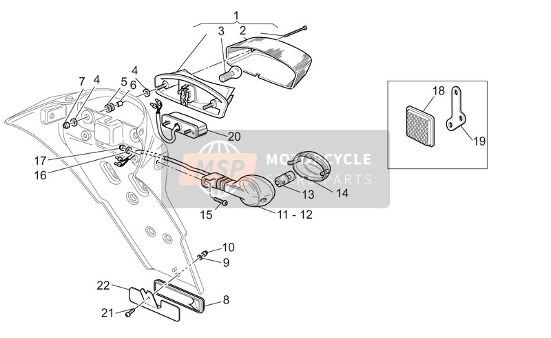 Moto Guzzi V 11 Le Mans 1100 2002 Luces traseras para un 2002 Moto Guzzi V 11 Le Mans 1100