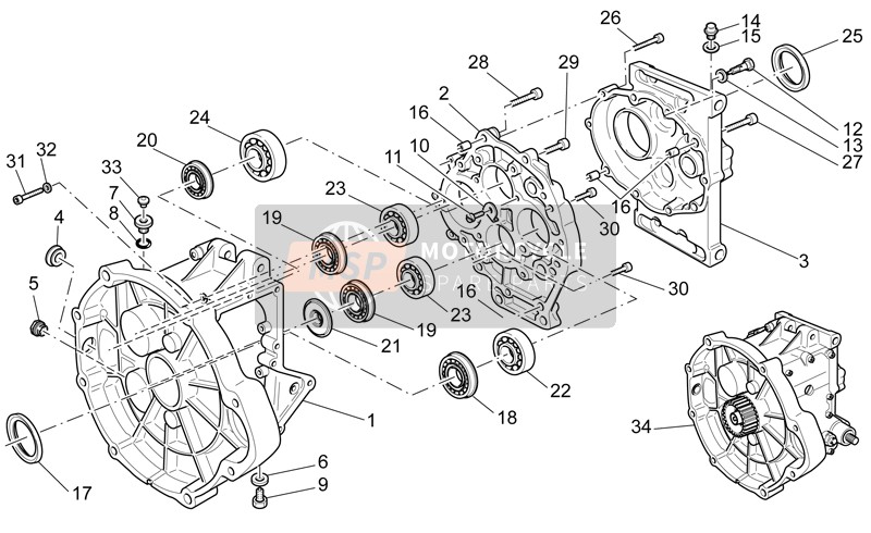 Moto Guzzi V 11 Le Mans 1100 2002 Transmissiehuis voor een 2002 Moto Guzzi V 11 Le Mans 1100