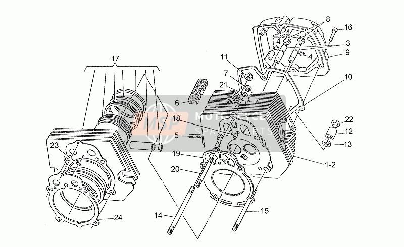 Moto Guzzi V 35 Florida 350 1986 Cabeza de cilindro para un 1986 Moto Guzzi V 35 Florida 350