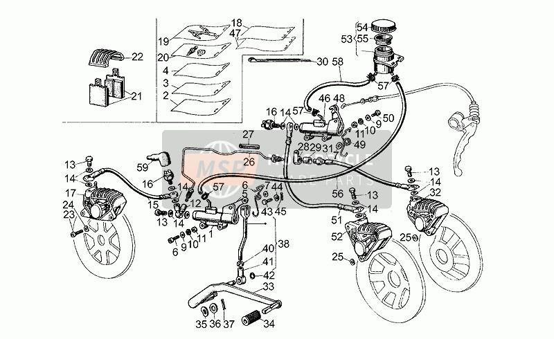 Moto Guzzi V 35 - V 50 Acc. Elettronica 350-500 1980 Bremsanlage vorne/hinten für ein 1980 Moto Guzzi V 35 - V 50 Acc. Elettronica 350-500