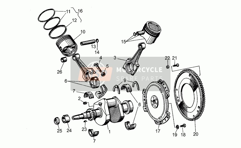 Moto Guzzi V 35 - V 50 Acc. Elettronica 350-500 1979 Aandrijfas voor een 1979 Moto Guzzi V 35 - V 50 Acc. Elettronica 350-500