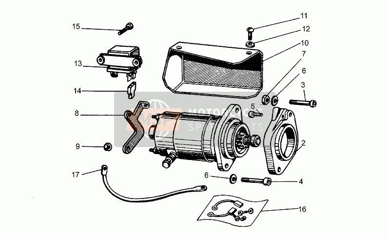 Moto Guzzi V 35 - V 50 Acc. Elettronica 350-500 1978 Bendix Starter Motor for a 1978 Moto Guzzi V 35 - V 50 Acc. Elettronica 350-500