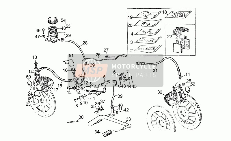 Moto Guzzi V 50 III 500 1980 Front LH/Rear Brake System for a 1980 Moto Guzzi V 50 III 500